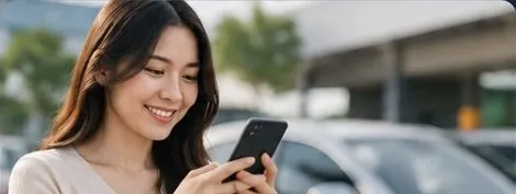 A customer booking a service on her phone